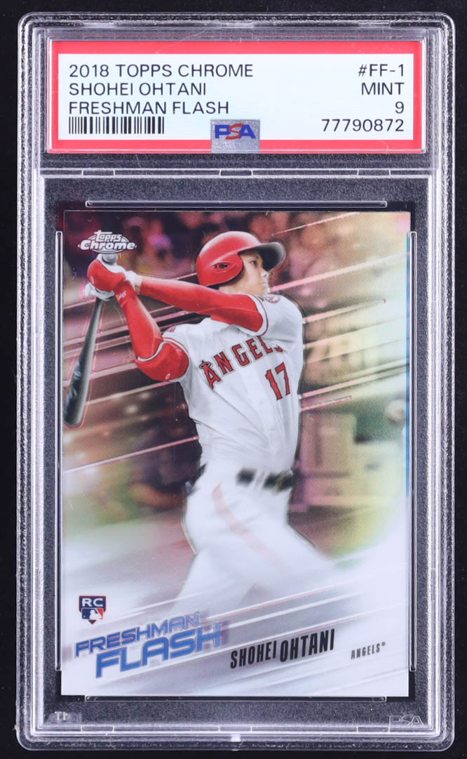 Shohei Ohtani 2018 Topps Chrome Freshman Flash Refractors #FF1 RC (PSA 9) at PristineAuction.com Shohei Ohtani 2018 Topps Chrome Freshman Flash Refractors #FF1 RC (PSA 9) at PristineAuction.com