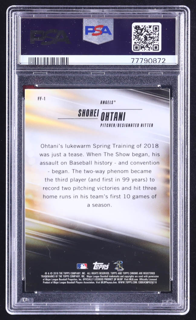 Shohei Ohtani 2018 Topps Chrome Freshman Flash Refractors #FF1 RC (PSA 9) at PristineAuction.com Shohei Ohtani 2018 Topps Chrome Freshman Flash Refractors #FF1 RC (PSA 9) at PristineAuction.com