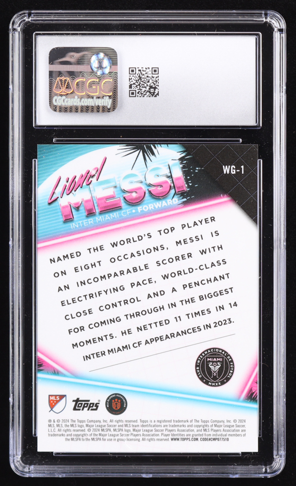 Lionel Messi 2024 Topps MLS Superstars World's Greatest #WG1 (CGC 10) at PristineAuction.com Lionel Messi 2024 Topps MLS Superstars World's Greatest #WG1 (CGC 10) at PristineAuction.com