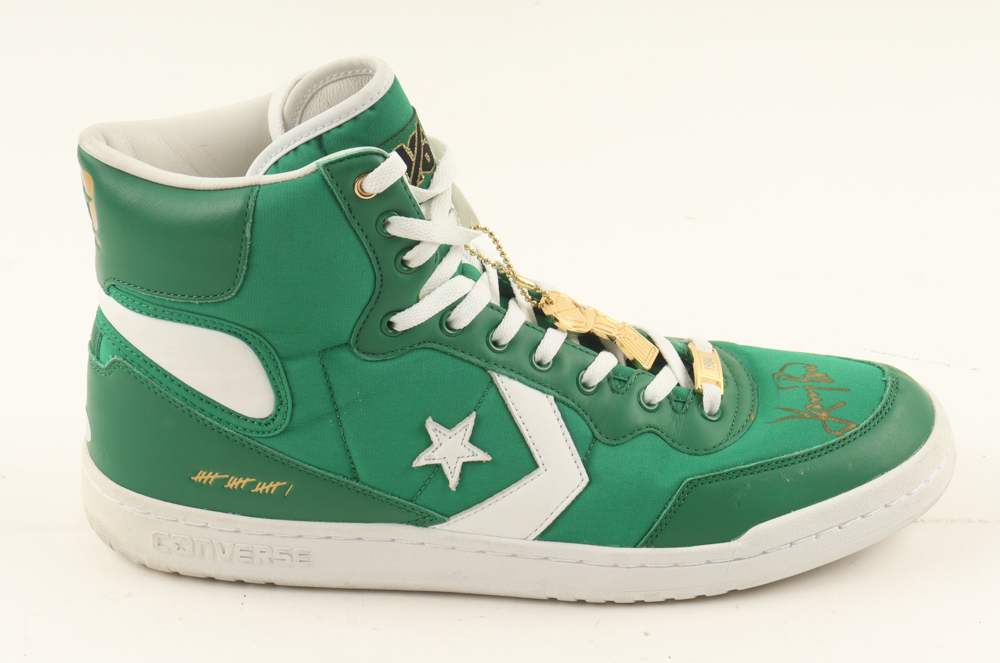 Larry Bird Signed 1984 Converse Special Edition Boston Celtics Championship Basketball Shoe (PSA) at PristineAuction.com Larry Bird Signed 1984 Converse Special Edition Boston Celtics Championship Basketball Shoe (PSA) at PristineAuction.com