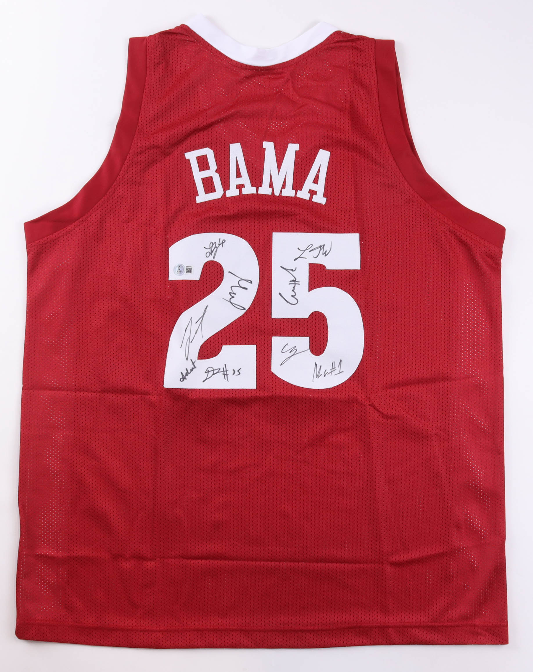 2025 Alabama Crimson Tide Team-Signed Jersey By (9) With Mark Sears, Chris Youngblood, Grant Nelson, Aden Holloway (Beckett) at PristineAuction.com 2025 Alabama Crimson Tide Team-Signed Jersey By (9) With Mark Sears, Chris Youngblood, Grant Nelson, Aden Holloway (Beckett) at PristineAuction.com