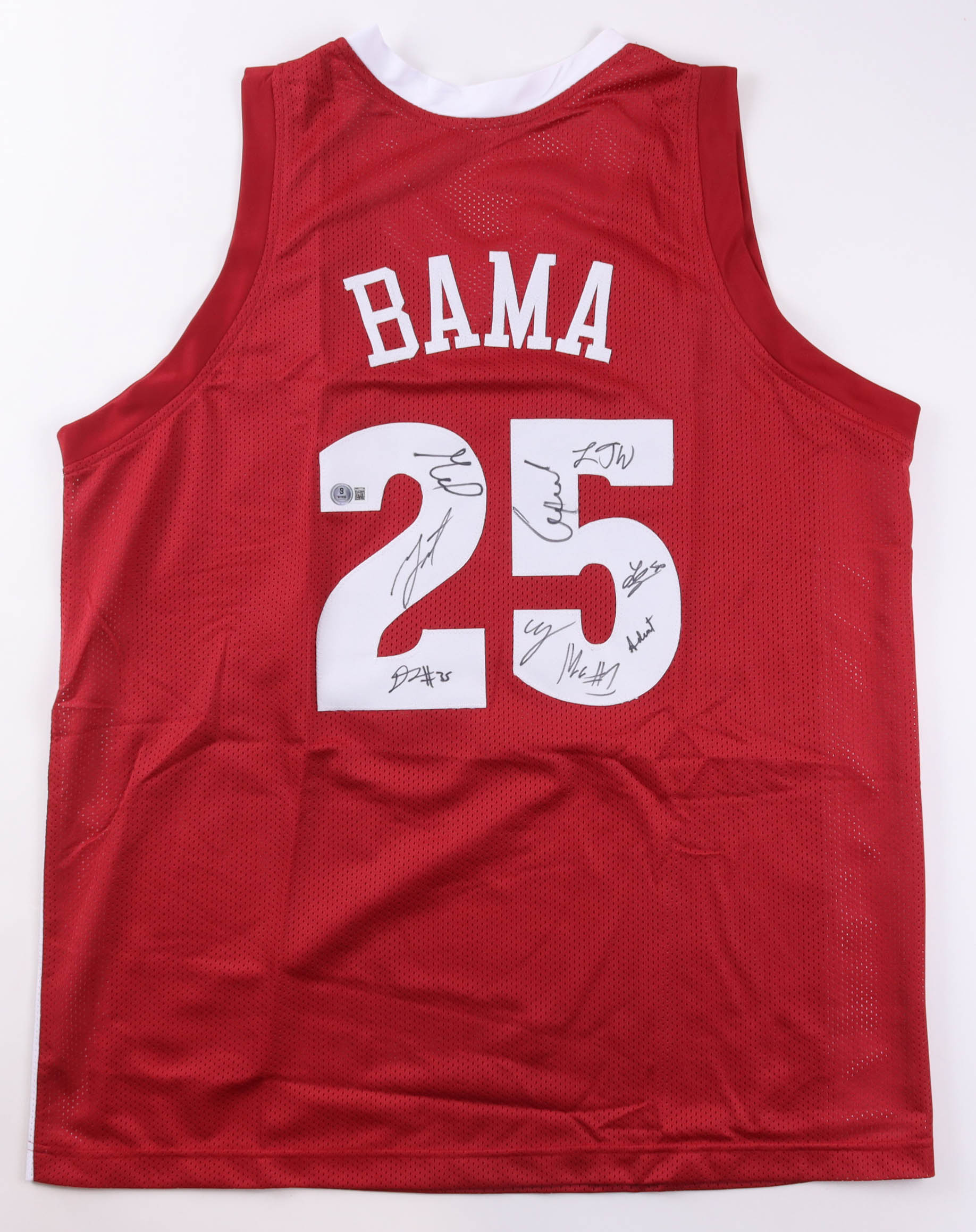 2025 Alabama Crimson Tide Team-Signed Jersey By (9) With Mark Sears, Chris Youngblood, Grant Nelson, Aden Holloway (Beckett) at PristineAuction.com 2025 Alabama Crimson Tide Team-Signed Jersey By (9) With Mark Sears, Chris Youngblood, Grant Nelson, Aden Holloway (Beckett) at PristineAuction.com