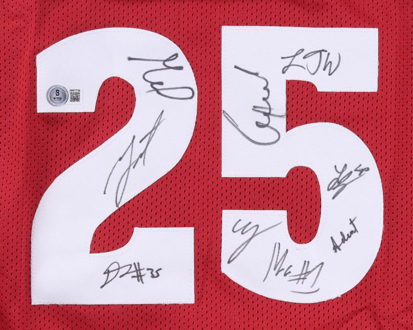 2025 Alabama Crimson Tide Team-Signed Jersey By (9) With Mark Sears, Chris Youngblood, Grant Nelson, Aden Holloway (Beckett) at PristineAuction.com 2025 Alabama Crimson Tide Team-Signed Jersey By (9) With Mark Sears, Chris Youngblood, Grant Nelson, Aden Holloway (Beckett) at PristineAuction.com