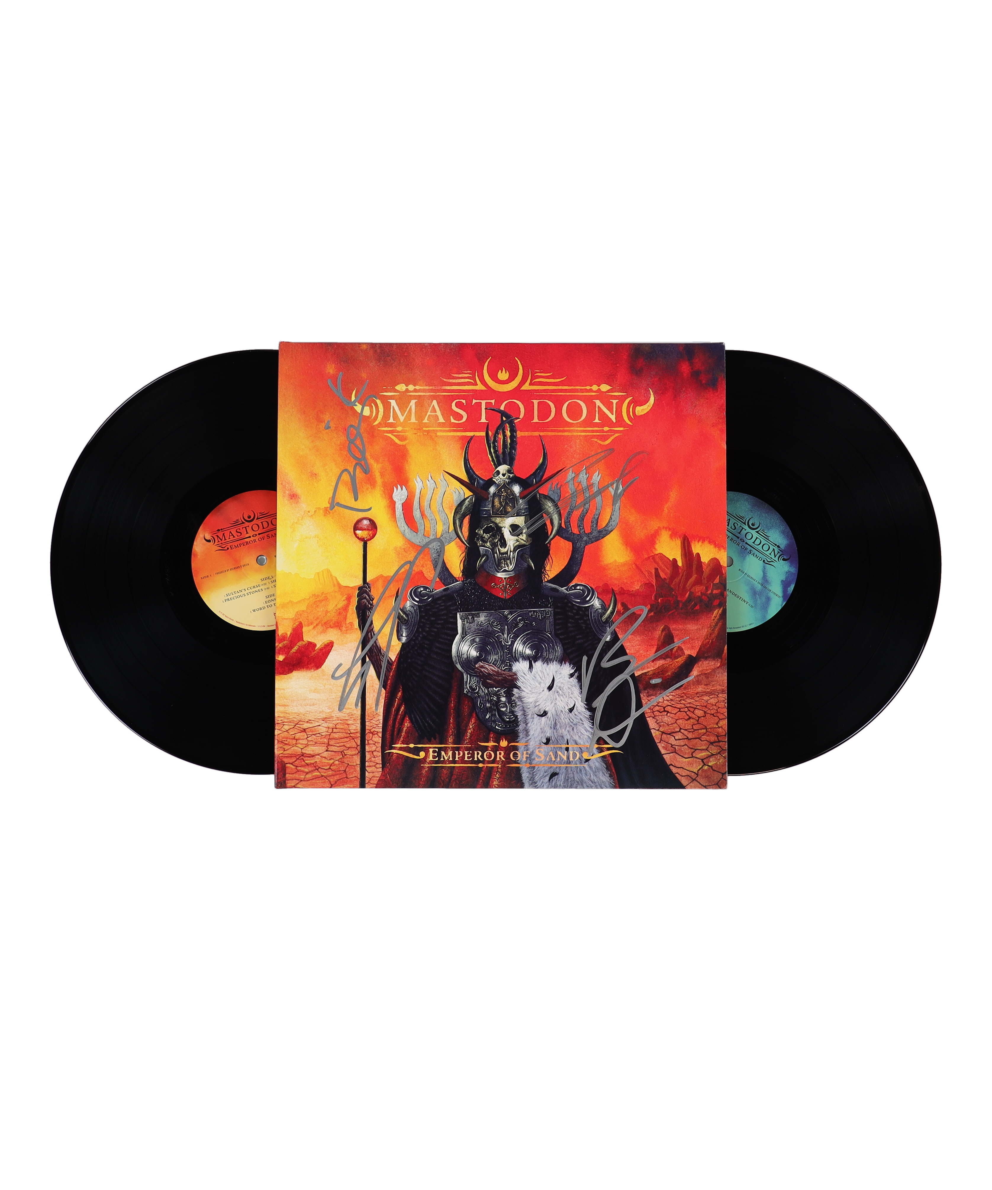 Mastodon "Emperor of Sand" Vinyl Record Album Band-Signed by Brann Dailor, Bill Kelliher, Troy Sanders & Brent Hinds (JSA) at PristineAuction.com Mastodon "Emperor of Sand" Vinyl Record Album Band-Signed by Brann Dailor, Bill Kelliher, Troy Sanders & Brent Hinds (JSA) at PristineAuction.com
