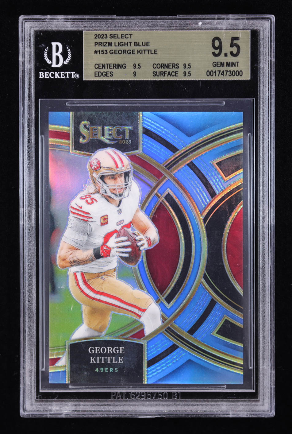 George Kittle 2023 Select Prizm Light Blue #153 #32/99 (BGS 9.5) at PristineAuction.com George Kittle 2023 Select Prizm Light Blue #153 #32/99 (BGS 9.5) at PristineAuction.com