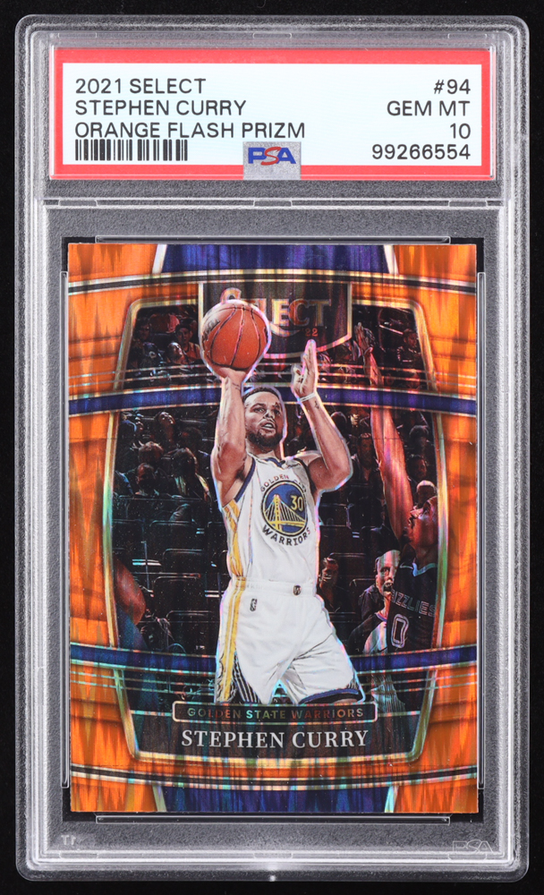 Stephen Curry 2021-22 Select Prizms Orange Flash #94 (PSA 10) at PristineAuction.com Stephen Curry 2021-22 Select Prizms Orange Flash #94 (PSA 10) at PristineAuction.com