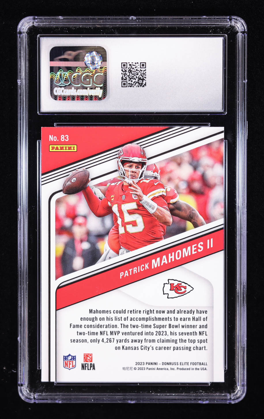 Patrick Mahomes 2023 Donruss Elite Green Disco #83 (CGC 10) at PristineAuction.com Patrick Mahomes 2023 Donruss Elite Green Disco #83 (CGC 10) at PristineAuction.com