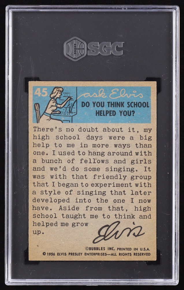 Preparing to Go on Stage 1956 Topps Elvis Presley #45 (SGC 7.5) at PristineAuction.com Preparing to Go on Stage 1956 Topps Elvis Presley #45 (SGC 7.5) at PristineAuction.com
