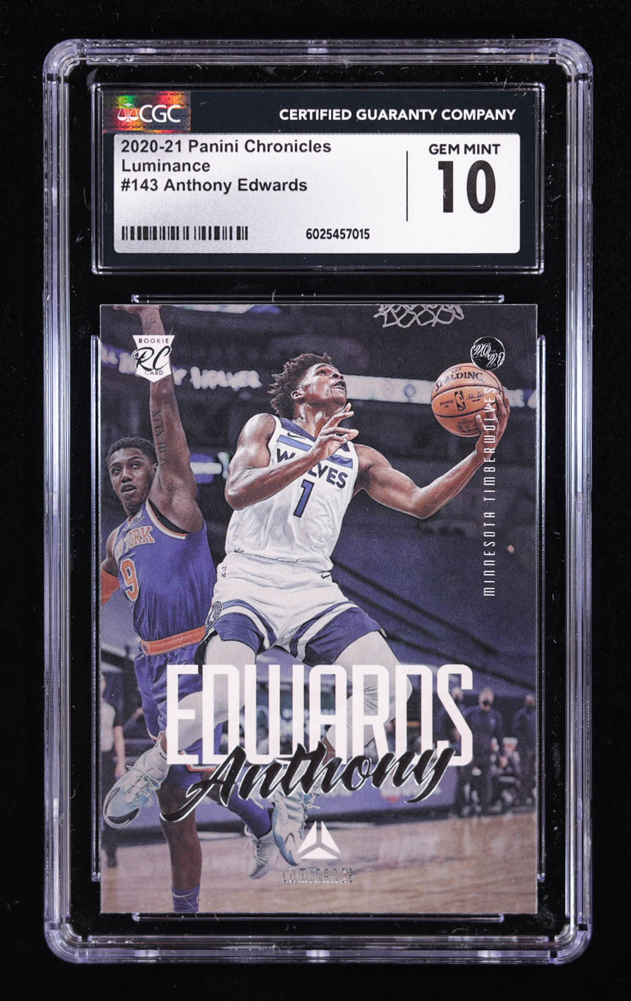 Anthony Edwards 2020-21 Panini Chronicles Luminance #143 RC (CGC 10) at PristineAuction.com Anthony Edwards 2020-21 Panini Chronicles Luminance #143 RC (CGC 10) at PristineAuction.com