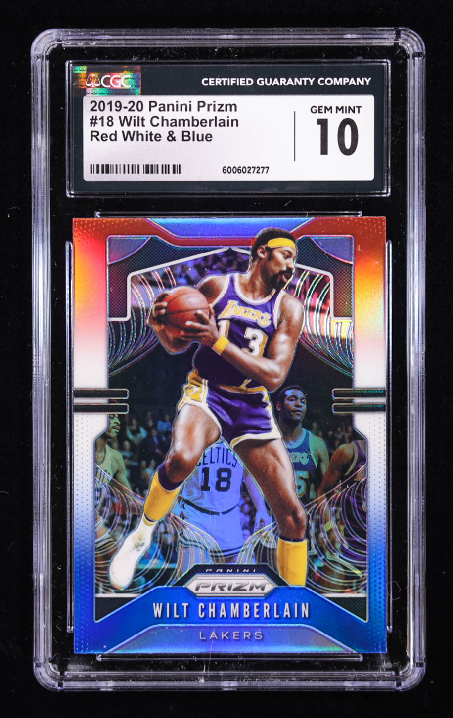 Wilt Chamberlain 2019-20 Panini Prizm Red White & Blue (CGC 10) at PristineAuction.com Wilt Chamberlain 2019-20 Panini Prizm Red White & Blue (CGC 10) at PristineAuction.com