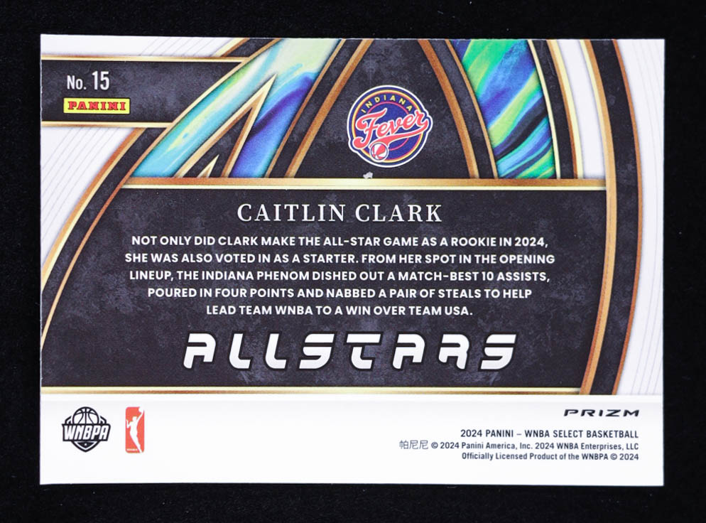 Caitlin Clark 2024 Select WNBA All-Stars Flash Prizms #15 RC at PristineAuction.com Caitlin Clark 2024 Select WNBA All-Stars Flash Prizms #15 RC at PristineAuction.com