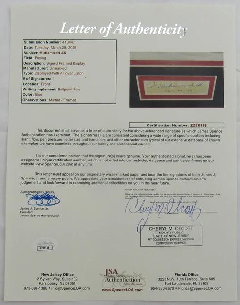 Muhammad Ali Signed Custom Framed Cut Display (JSA) at PristineAuction.com Muhammad Ali Signed Custom Framed Cut Display (JSA) at PristineAuction.com
