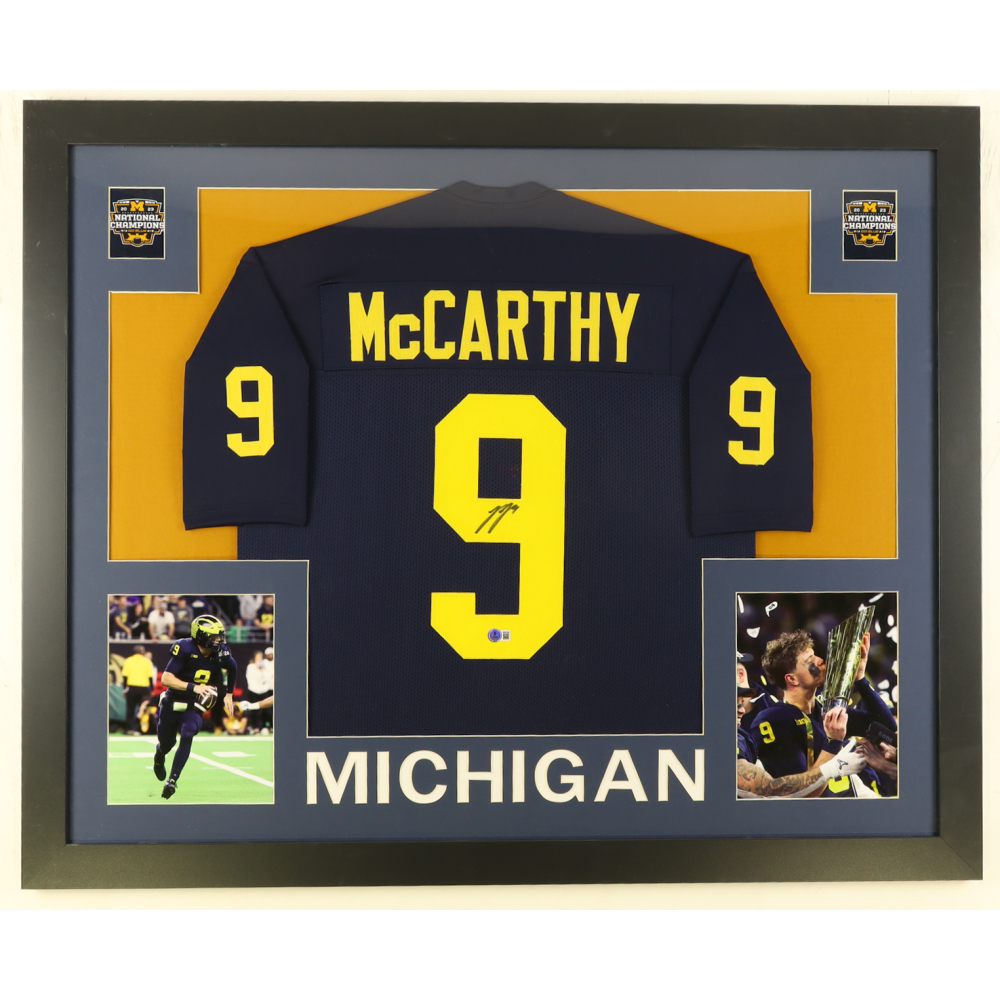 J.J. McCarthy Signed Custom Framed Jersey Display (Beckett) at PristineAuction.com