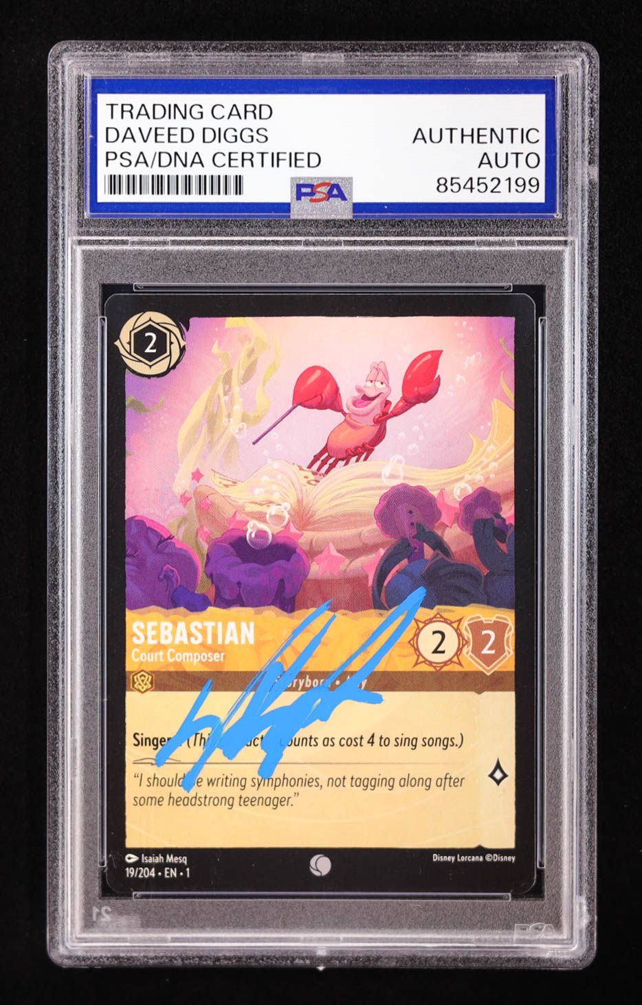 Daveed Diggs Signed 2023 Disney Lorcana The First Chapter #19 Sebastian - Court Composer (PSA) at PristineAuction.com Daveed Diggs Signed 2023 Disney Lorcana The First Chapter #19 Sebastian - Court Composer (PSA) at PristineAuction.com