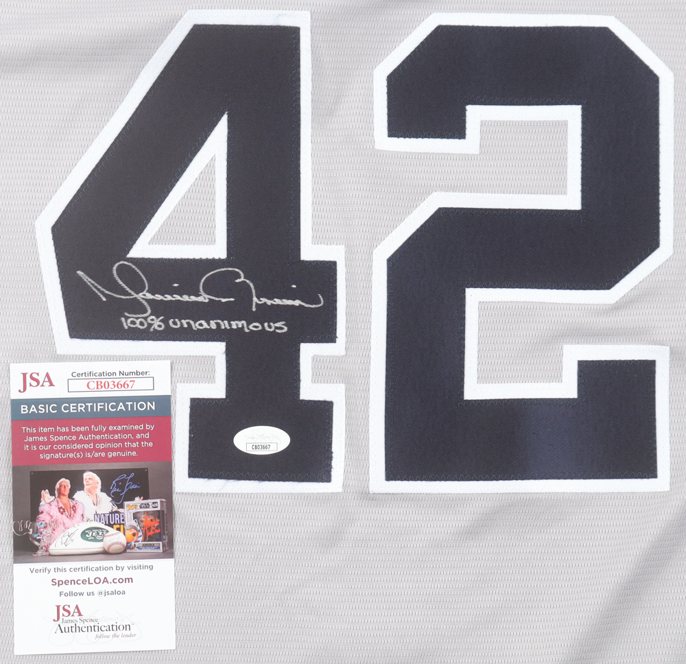 Mariano Rivera Signed Yankees Nike Authentic Jersey Inscribed "100% Unanimous" with a Mariano Rivera Retirement Patch (JSA) at PristineAuction.com Mariano Rivera Signed Yankees Nike Authentic Jersey Inscribed "100% Unanimous" with a Mariano Rivera Retirement Patch (JSA) at PristineAuction.com