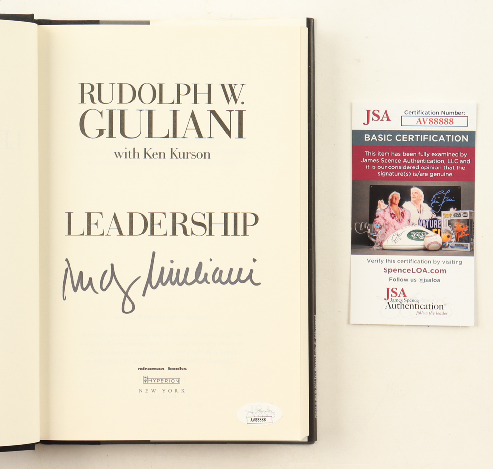 Rudy Giuliani Signed "Leadership" Hardcover Book (JSA) at PristineAuction.com Rudy Giuliani Signed "Leadership" Hardcover Book (JSA) at PristineAuction.com