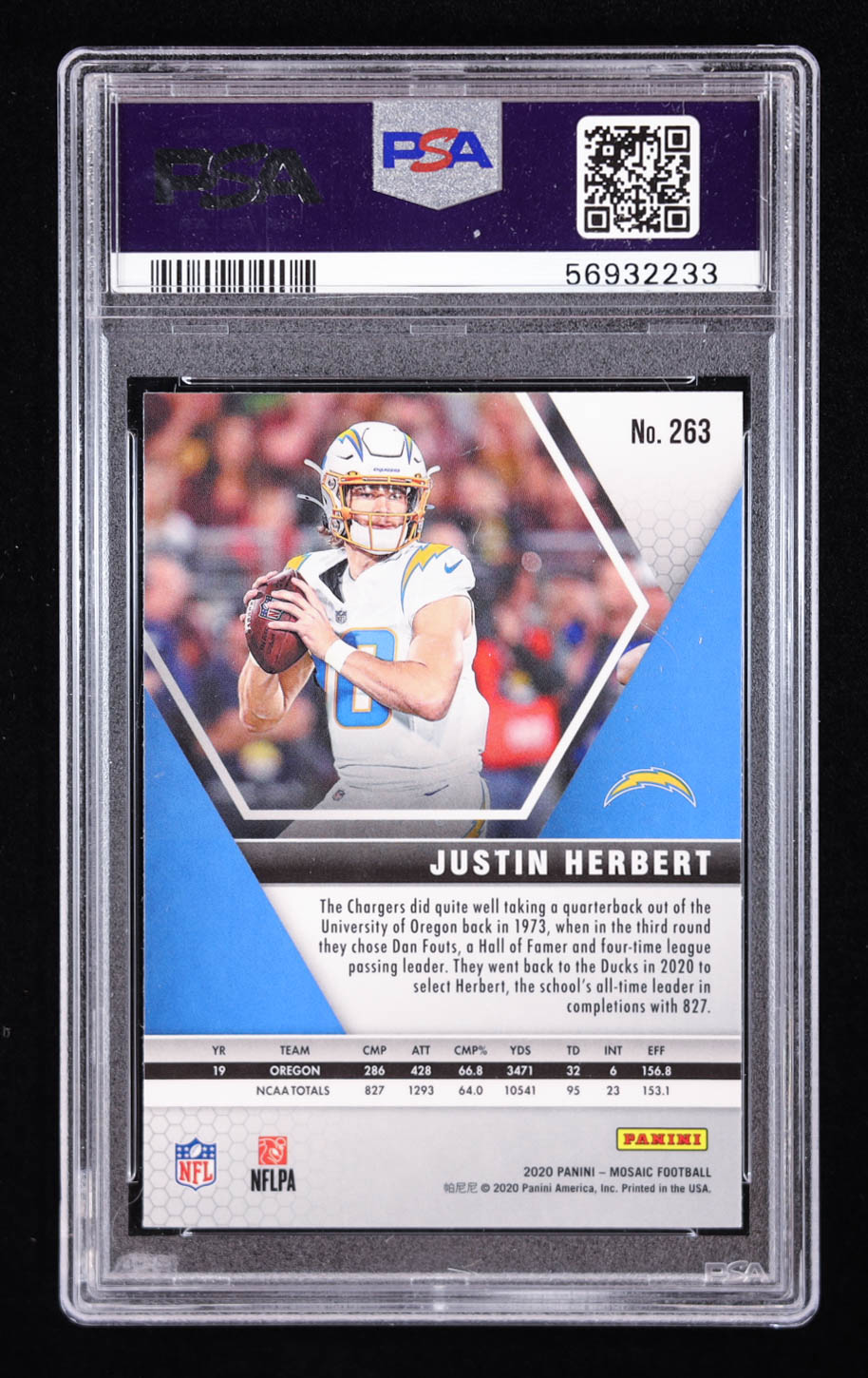 Justin Herbert 2020 Mosaic DEB #263 RC (PSA 10) at PristineAuction.com Justin Herbert 2020 Mosaic DEB #263 RC (PSA 10) at PristineAuction.com