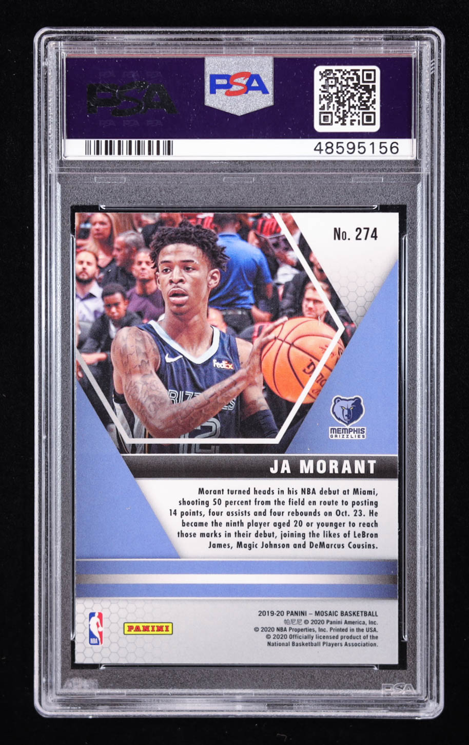 Ja Morant 2019 Mosaic DEB #274 RC (PSA 10) at PristineAuction.com Ja Morant 2019 Mosaic DEB #274 RC (PSA 10) at PristineAuction.com