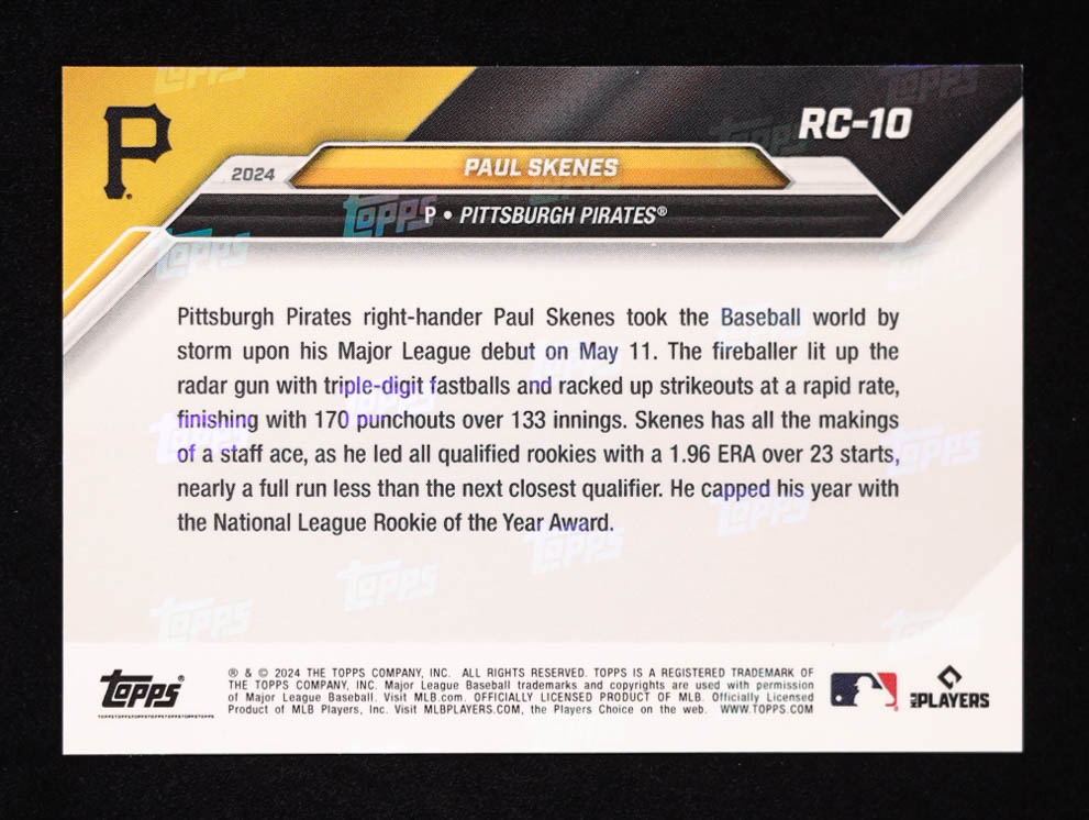 Paul Skenes 2024 Topps Now Rookie Cup Black #RC10 RC #31/99 at PristineAuction.com Paul Skenes 2024 Topps Now Rookie Cup Black #RC10 RC #31/99 at PristineAuction.com