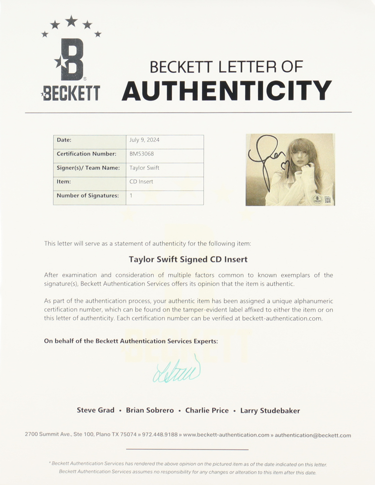 Taylor Swift Signed Custom Framed "The Tortured Poets Department" CD Album Insert Display With Disc (Beckett) at PristineAuction.com Taylor Swift Signed Custom Framed "The Tortured Poets Department" CD Album Insert Display With Disc (Beckett) at PristineAuction.com