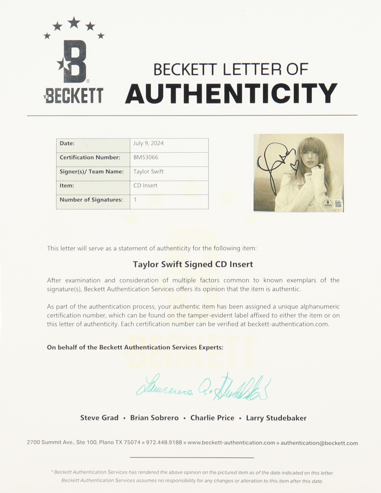 Taylor Swift Signed Custom Framed "The Tortured Poets Department" CD Album Insert Display With Disc (Beckett) at PristineAuction.com Taylor Swift Signed Custom Framed "The Tortured Poets Department" CD Album Insert Display With Disc (Beckett) at PristineAuction.com