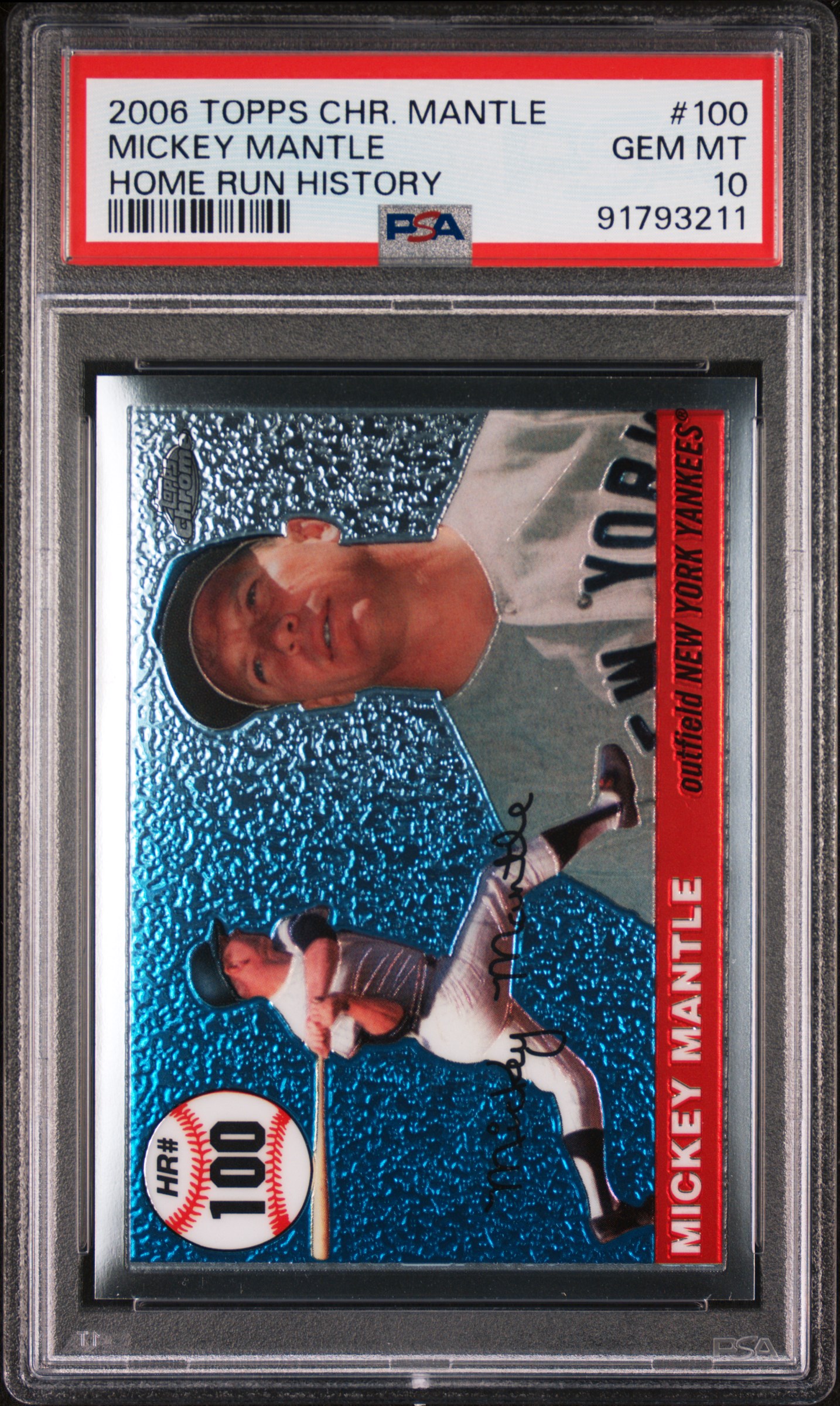 Mickey Mantle 2006 Topps Chrome Mantle Home Run History #MHRC100 (PSA 10) at PristineAuction.com Mickey Mantle 2006 Topps Chrome Mantle Home Run History #MHRC100 (PSA 10) at PristineAuction.com