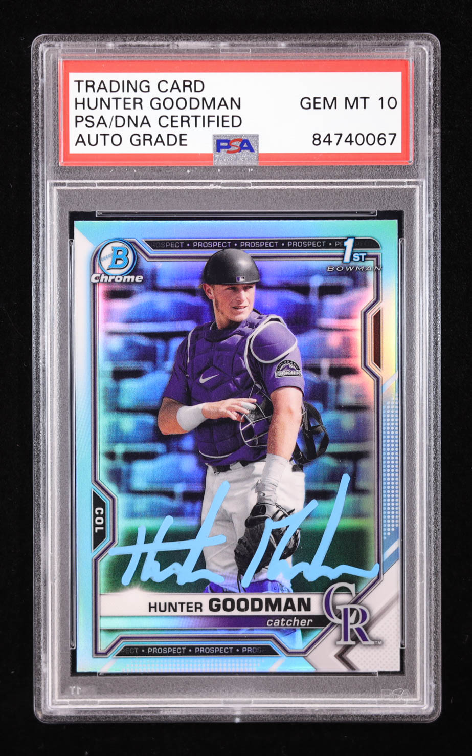 Hunter Goodman Signed 2021 Bowman Draft Chrome Light Blue #BDC66 RC (PSA | Auto 10) at PristineAuction.com Hunter Goodman Signed 2021 Bowman Draft Chrome Light Blue #BDC66 RC (PSA | Auto 10) at PristineAuction.com