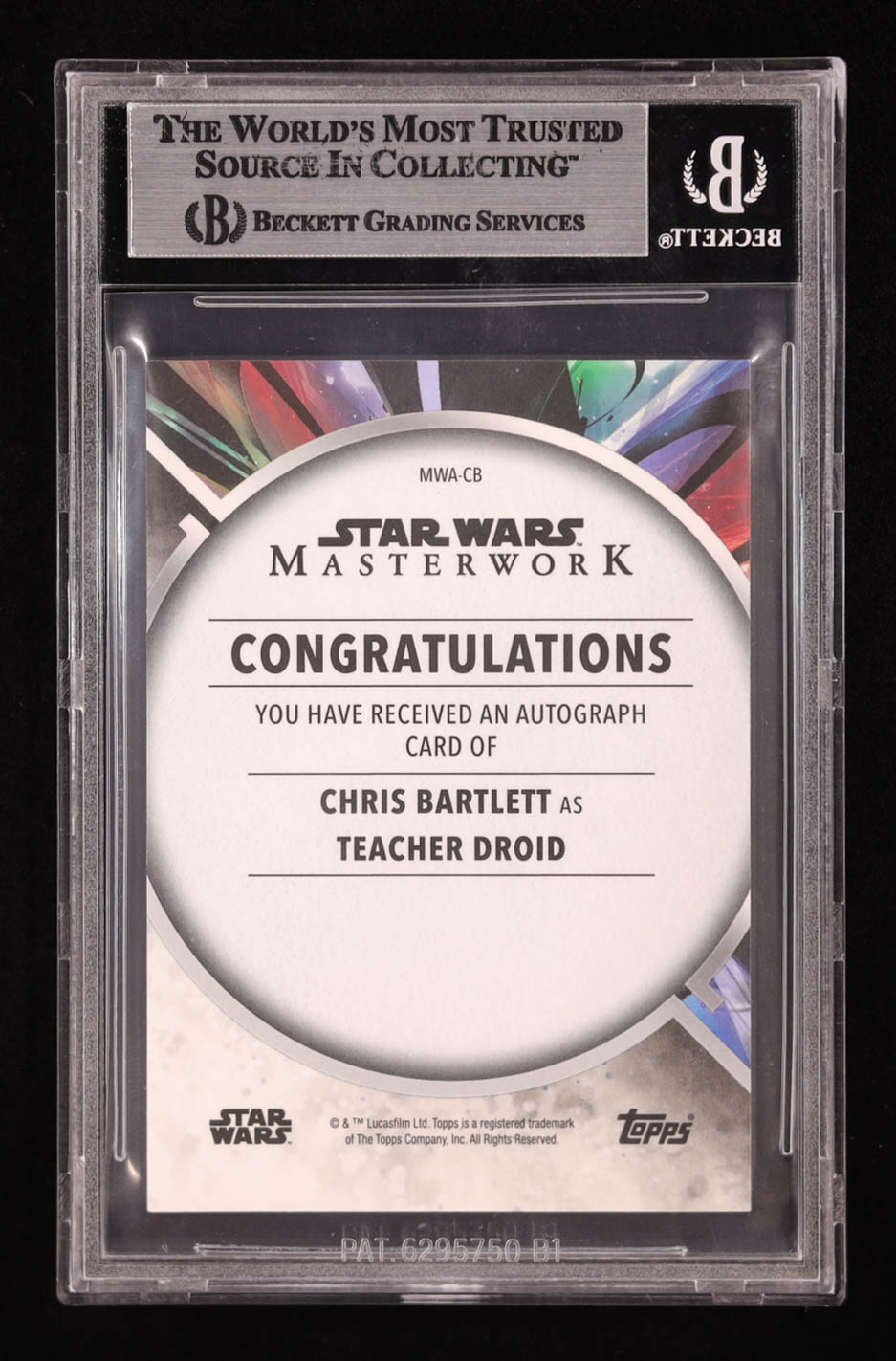 Chris Bartlett as Teacher Droid 2022 Topps Star Wars Masterwork Autographs #MWACB (BGS 8.5) at PristineAuction.com Chris Bartlett as Teacher Droid 2022 Topps Star Wars Masterwork Autographs #MWACB (BGS 8.5) at PristineAuction.com