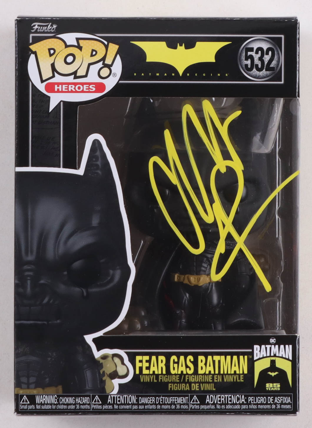 Christian Bale Signed "Batman Begins" #532 Fear Gas Batman Funko Pop! Vinyl Figure (Beckett) at PristineAuction.com Christian Bale Signed "Batman Begins" #532 Fear Gas Batman Funko Pop! Vinyl Figure (Beckett) at PristineAuction.com