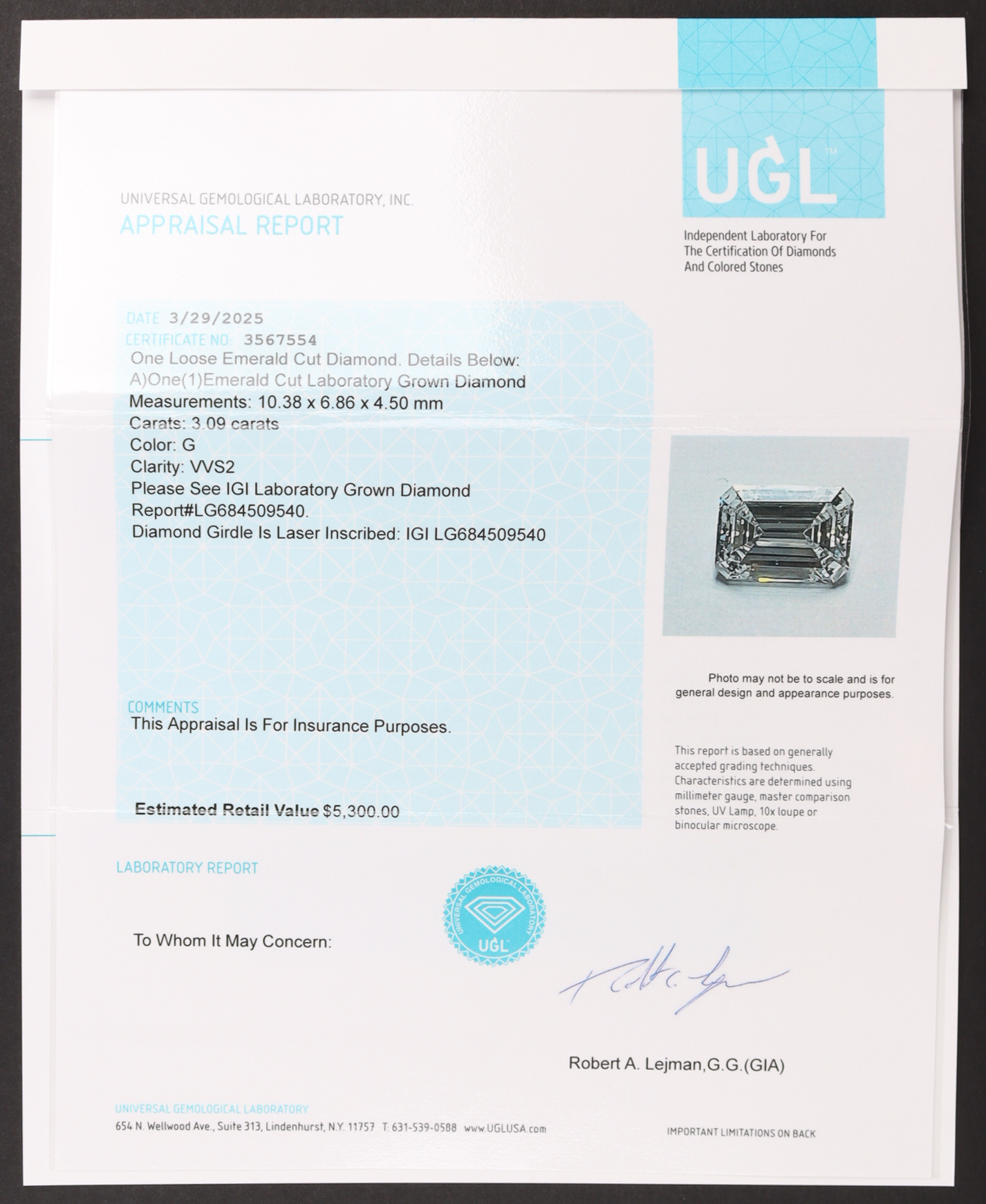New 2.21 Carat Loose Lab Grown Diamond G, VS2 | Estimated Retail Value: $5,300 (UGL & IGI) at PristineAuction.com New 2.21 Carat Loose Lab Grown Diamond G, VS2 | Estimated Retail Value: $5,300 (UGL & IGI) at PristineAuction.com