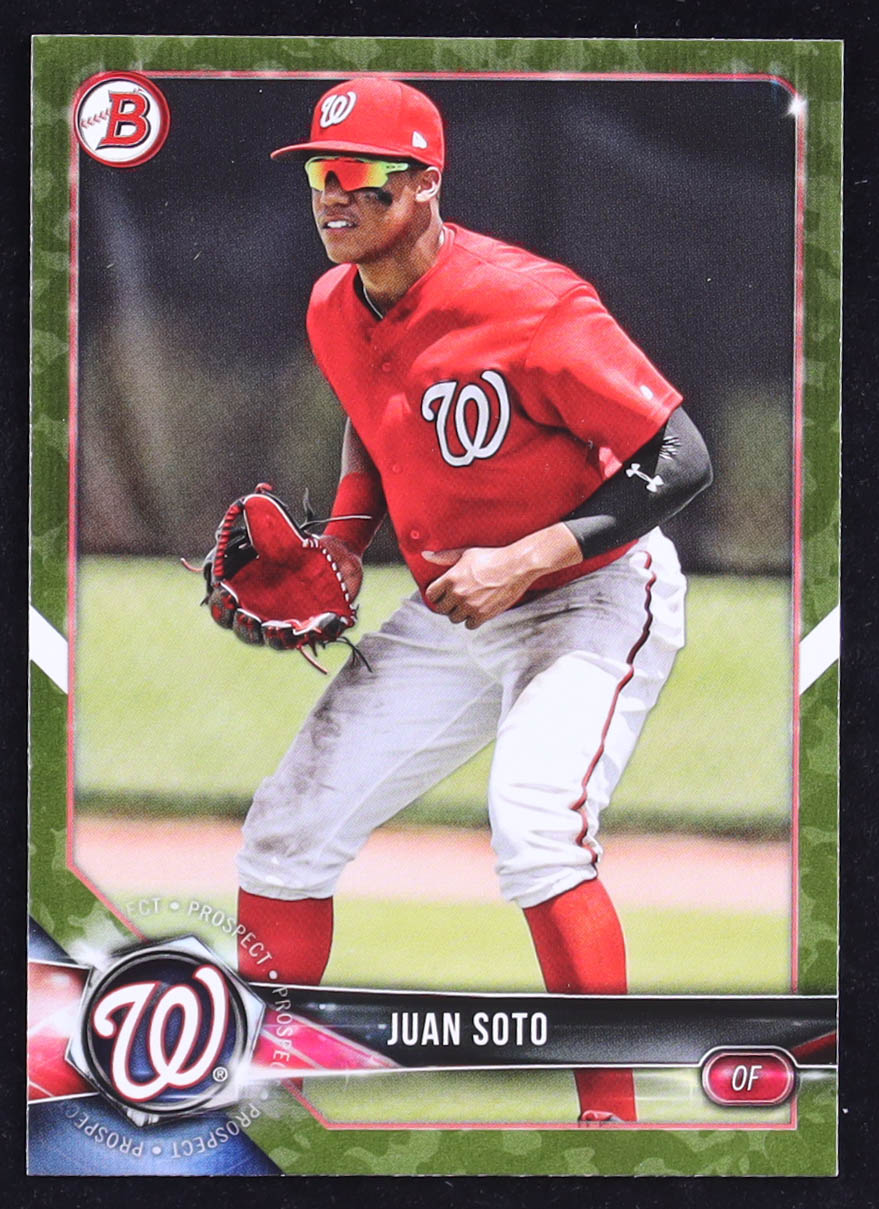 Juan Soto 2018 Bowman Paper Prospects Camo #BP52 RC at PristineAuction.com Juan Soto 2018 Bowman Paper Prospects Camo #BP52 RC at PristineAuction.com