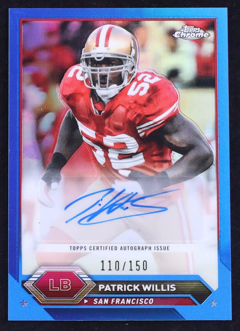 Patrick Willis 2024 Topps Chrome Football Autograph Variations Blue #TCAPW #110/150 at PristineAuction.com Patrick Willis 2024 Topps Chrome Football Autograph Variations Blue #TCAPW #110/150 at PristineAuction.com