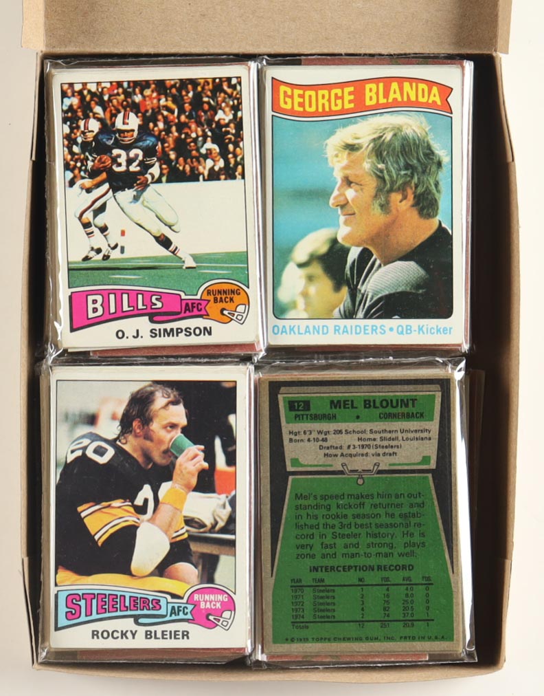 1975 Topps Football Cello Fun Pack Vending Box with (20) Packs at PristineAuction.com 1975 Topps Football Cello Fun Pack Vending Box with (20) Packs at PristineAuction.com