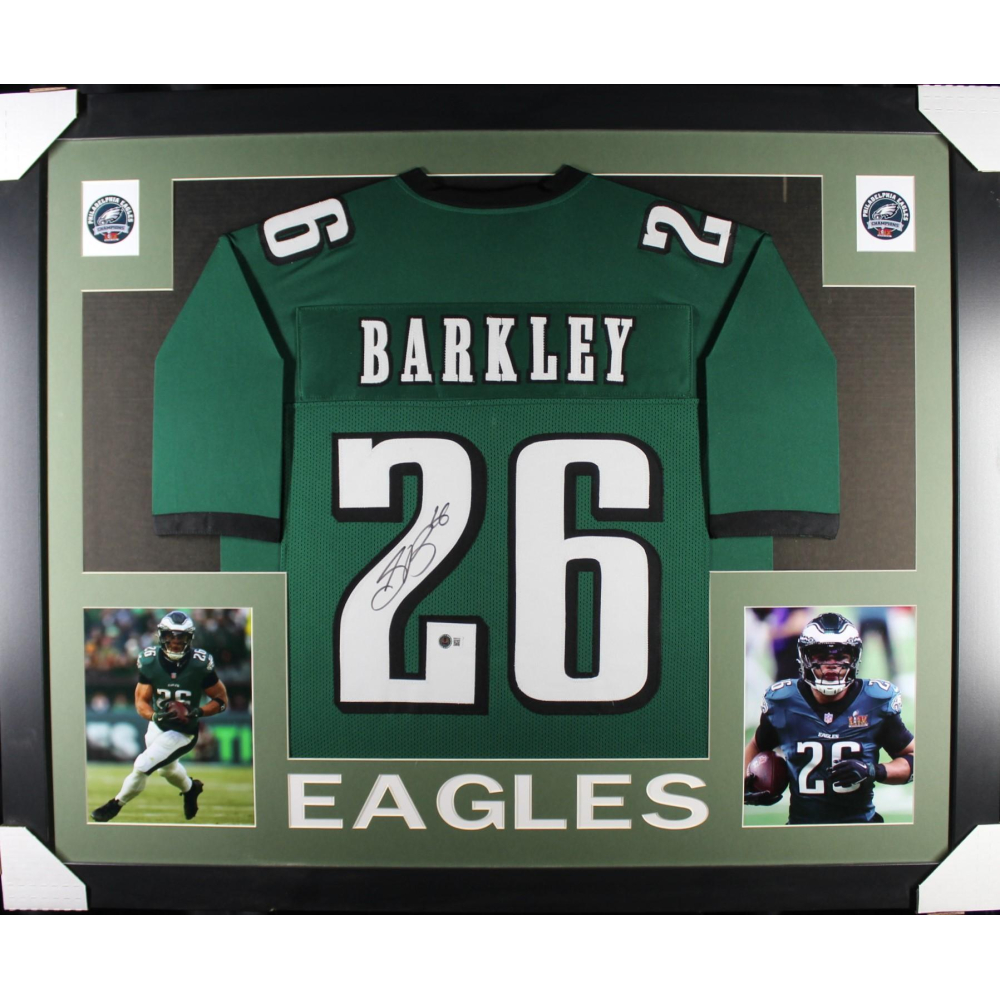 Saquon Barkley Signed Custom Framed Jersey (Beckett) at PristineAuction.com