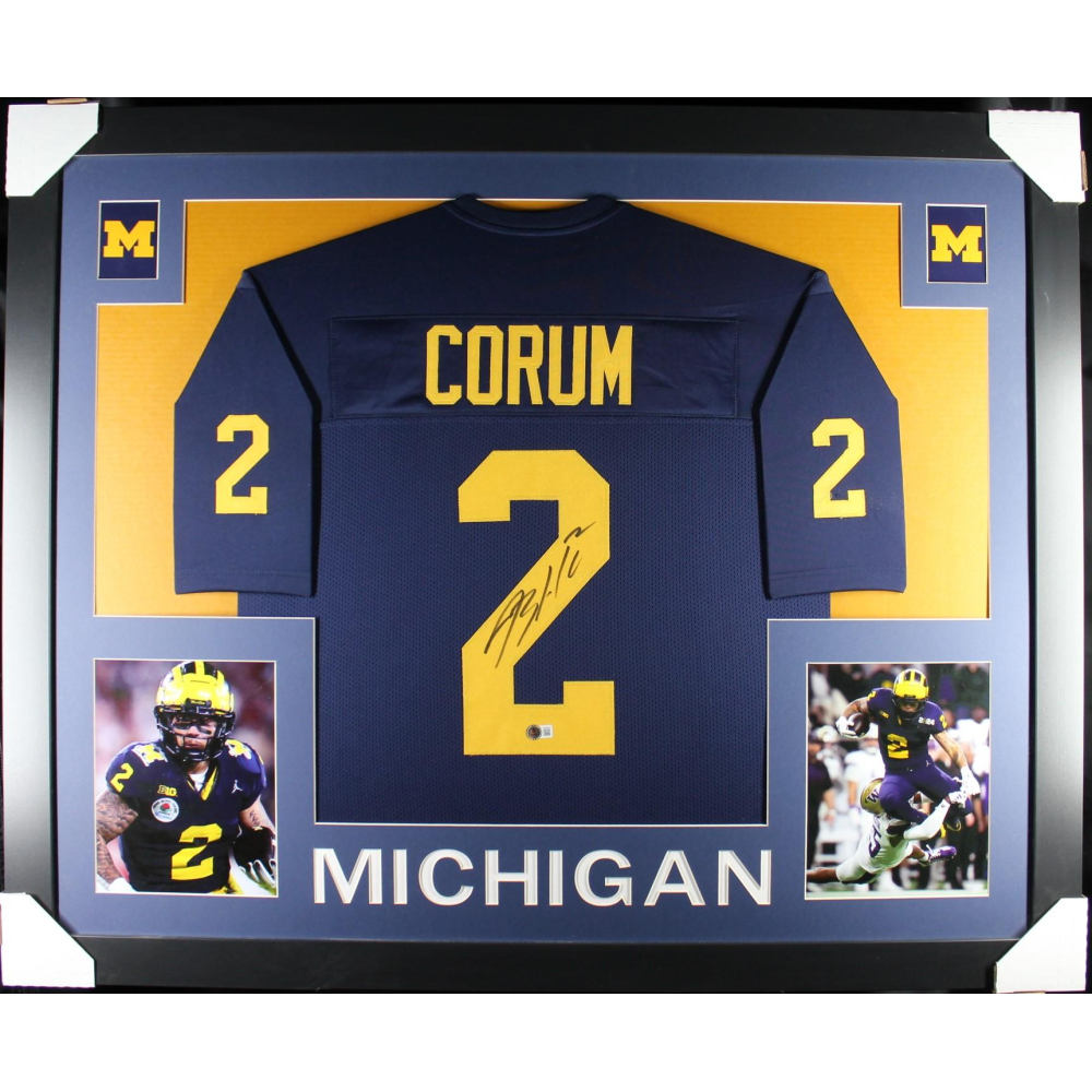 Blake Corum Signed Custom Framed Jersey (Beckett) at PristineAuction.com