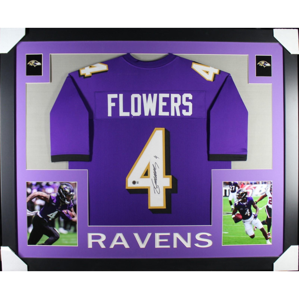 Zay Flowers Signed Custom Framed Jersey (Beckett) at PristineAuction.com