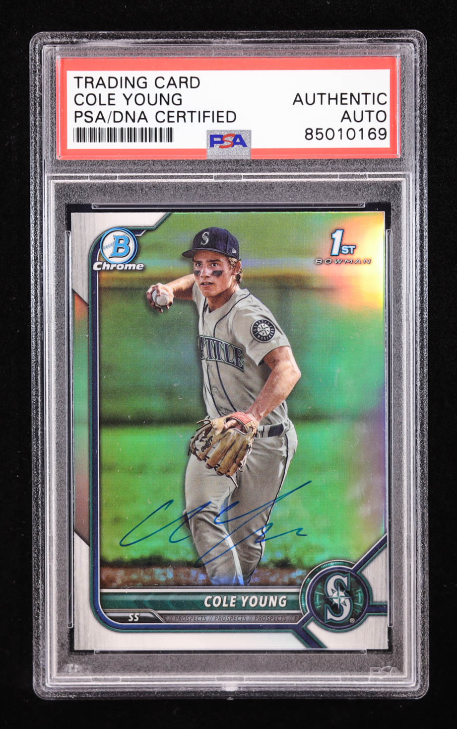 Cole Young Signed 2022 Bowman Chrome Draft Refractor #BDC112 RC (PSA) at PristineAuction.com Cole Young Signed 2022 Bowman Chrome Draft Refractor #BDC112 RC (PSA) at PristineAuction.com
