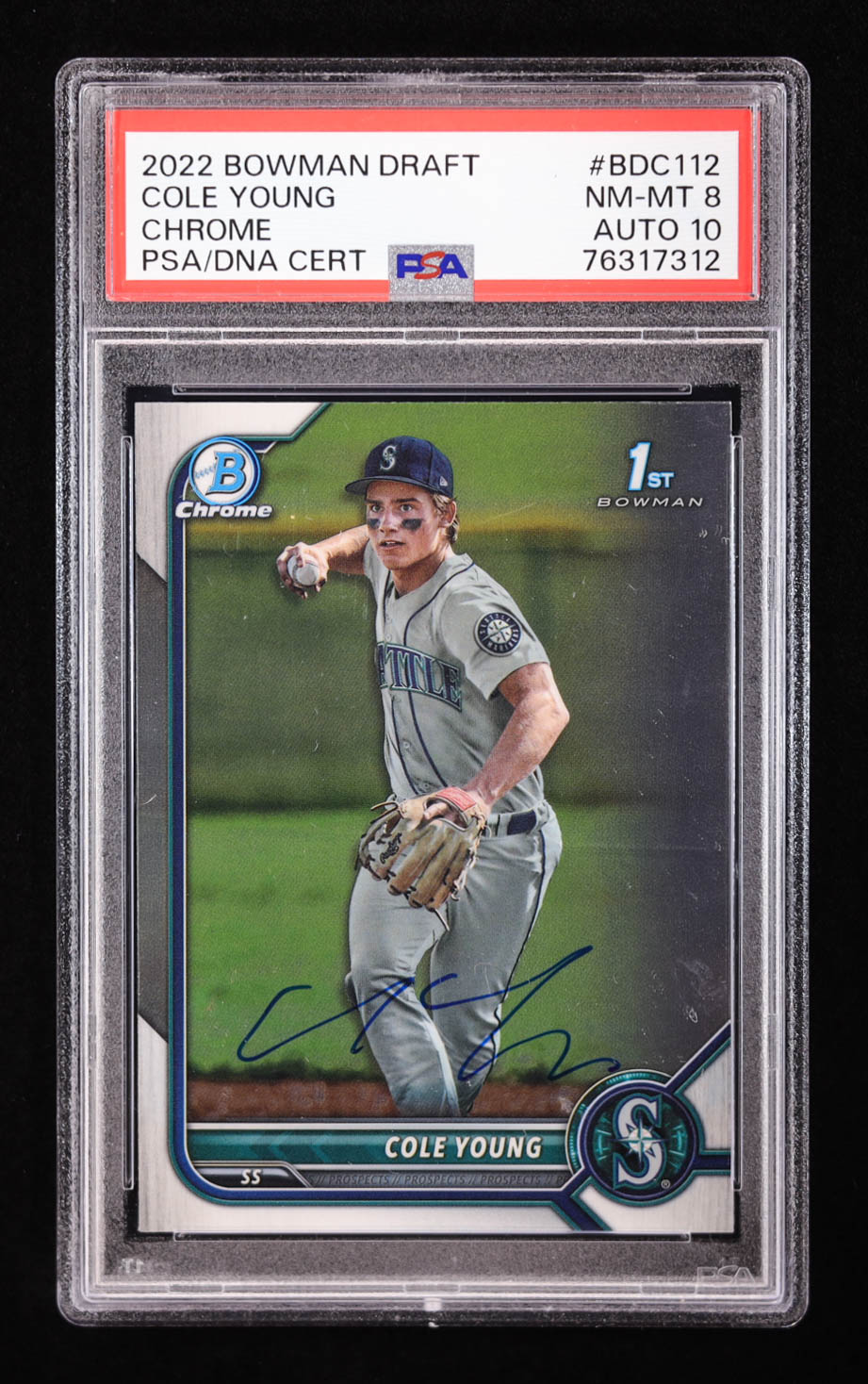 Cole Young Signed 2022 Bowman Chrome Draft #BDC112 RC (PSA 8 | Auto 10) at PristineAuction.com Cole Young Signed 2022 Bowman Chrome Draft #BDC112 RC (PSA 8 | Auto 10) at PristineAuction.com