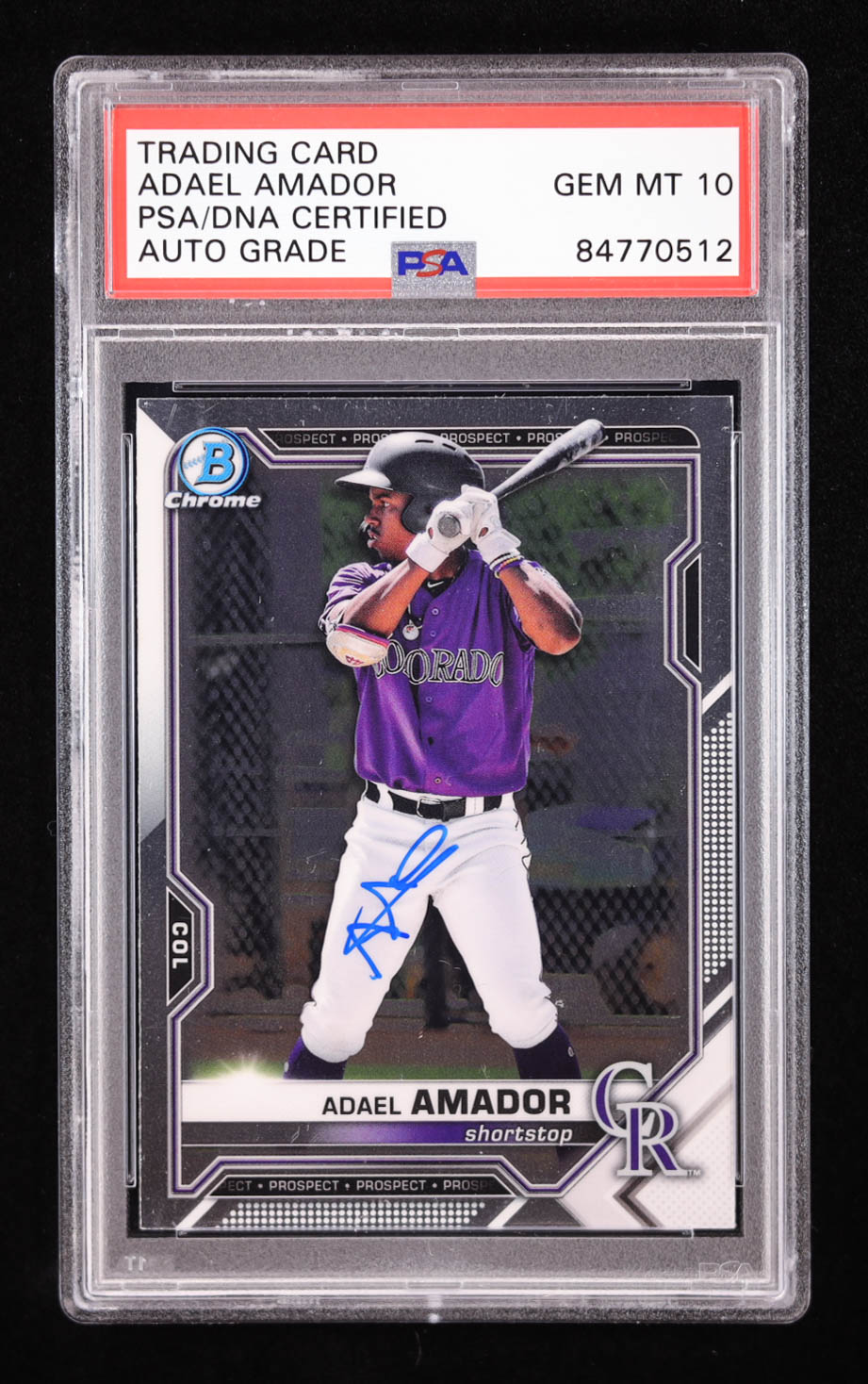 Adael Amador Signed 2021 Bowman Chrome Draft #BDC195 RC (PSA | Auto 10) at PristineAuction.com Adael Amador Signed 2021 Bowman Chrome Draft #BDC195 RC (PSA | Auto 10) at PristineAuction.com