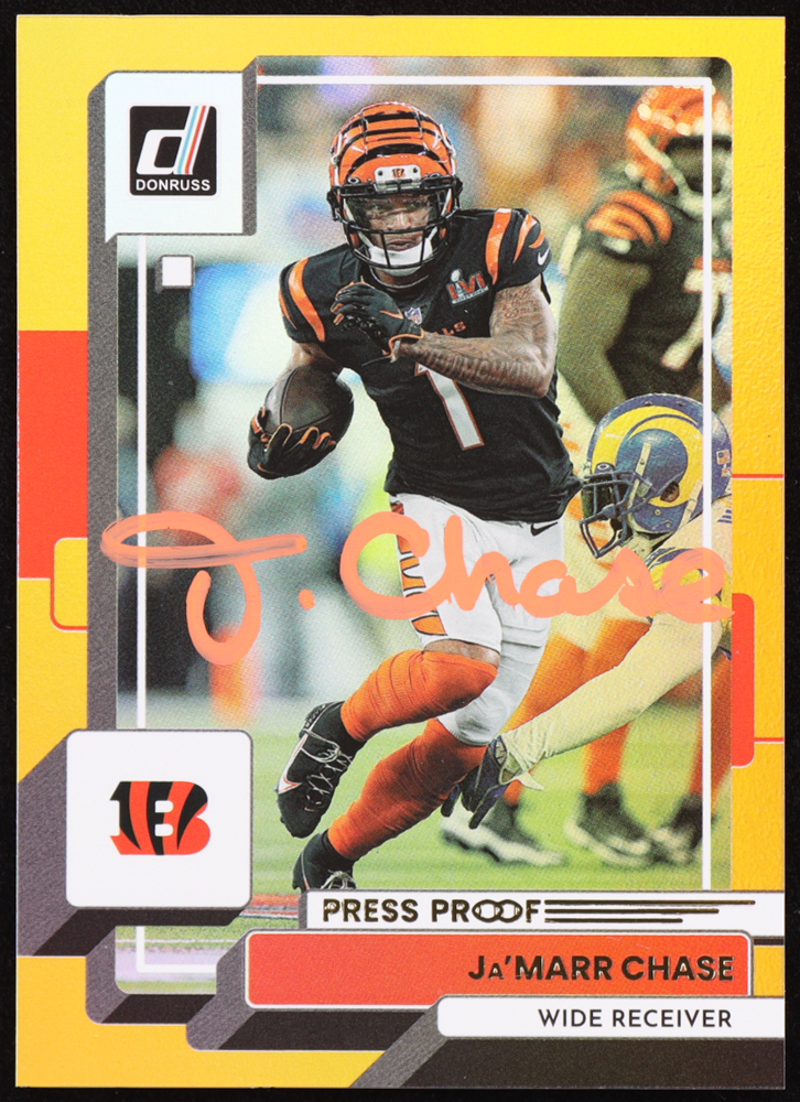 Ja'Marr Chase Signed 2022 Donruss Press Proof Premium #196 (PIA) at PristineAuction.com Ja'Marr Chase Signed 2022 Donruss Press Proof Premium #196 (PIA) at PristineAuction.com