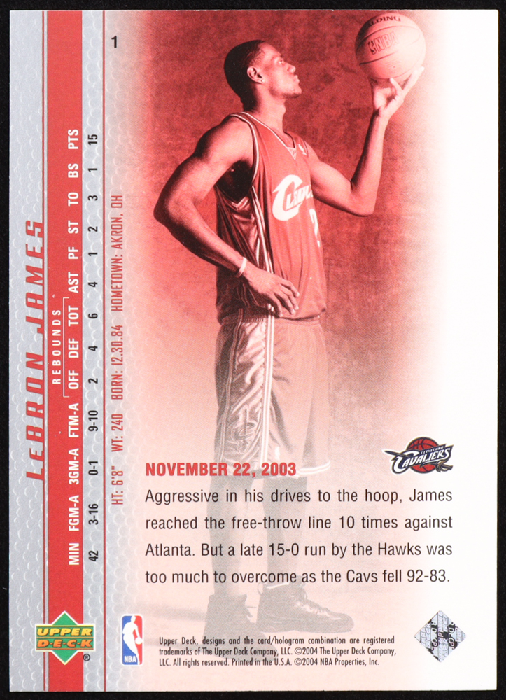 LeBron James 2003-04 Upper Deck Phenomenal Beginning LeBron James #1 RC / An Extremely Talented at PristineAuction.com LeBron James 2003-04 Upper Deck Phenomenal Beginning LeBron James #1 RC / An Extremely Talented at PristineAuction.com