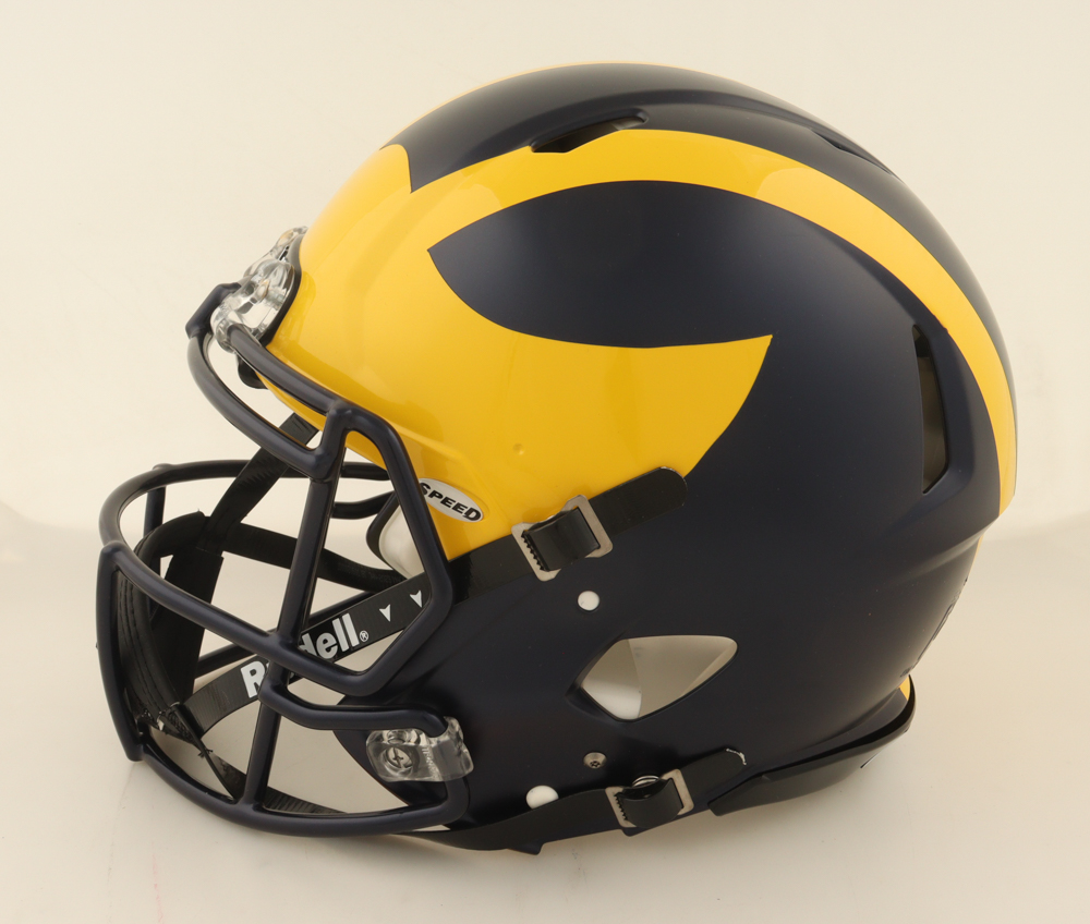 2023 Michigan Wolverines Full-Size Authentic On-Field Speed Helmet Team-Signed by (16) with J.J. McCarthy, Blake Corum, Roman Wilson, Colston Loveland Inscribed "Go Blue 15-0" & "23 Champs!" (Beckett) at PristineAuction.com 2023 Michigan Wolverines Full-Size Authentic On-Field Speed Helmet Team-Signed by (16) with J.J. McCarthy, Blake Corum, Roman Wilson, Colston Loveland Inscribed "Go Blue 15-0" & "23 Champs!" (Beckett) at PristineAuction.com
