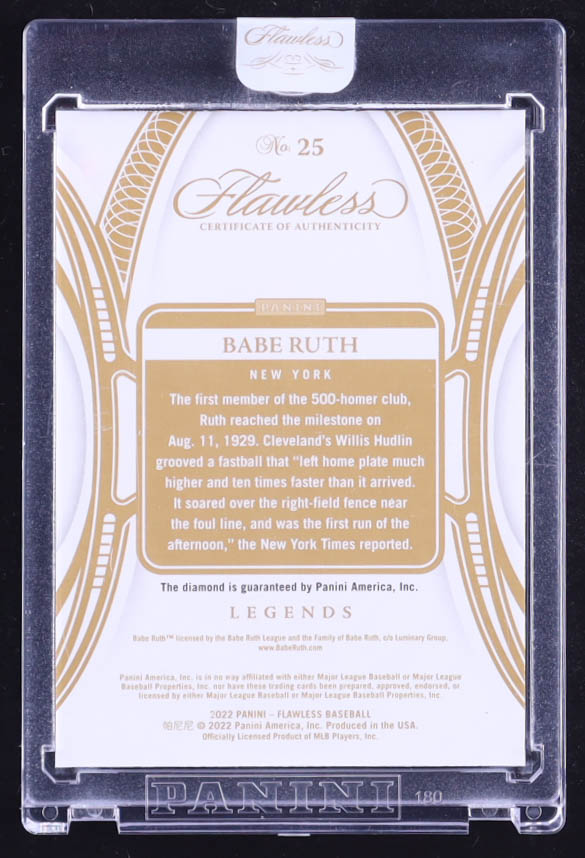 Babe Ruth 2022 Panini Flawless #25 #05/20 at PristineAuction.com Babe Ruth 2022 Panini Flawless #25 #05/20 at PristineAuction.com