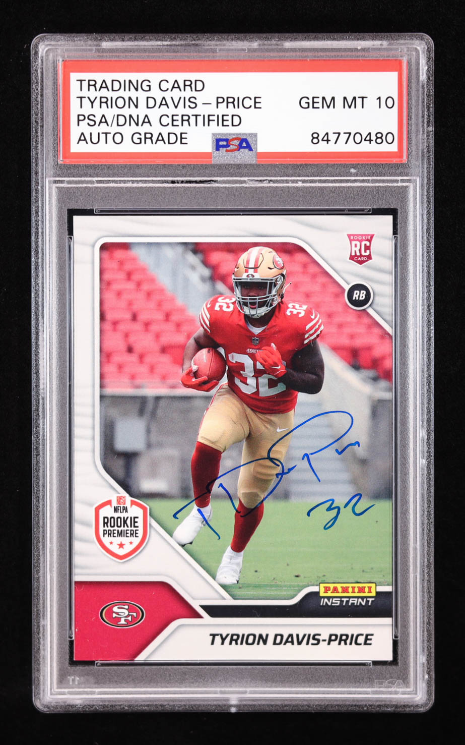 Tyrion Davis-Price Signed 2022 Panini Instant Rookie Premiere #FL27 RC (PSA | Auto 10) at PristineAuction.com Tyrion Davis-Price Signed 2022 Panini Instant Rookie Premiere #FL27 RC (PSA | Auto 10) at PristineAuction.com