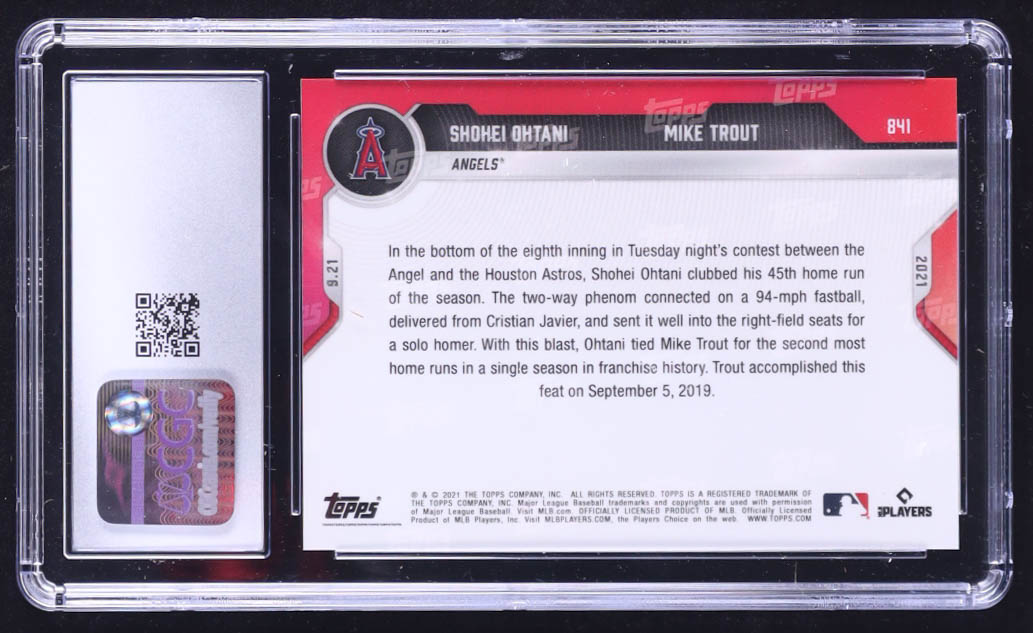 Shohei Ohtani / Mike Trout 2021 Topps Now #841 (CGC 10) at PristineAuction.com Shohei Ohtani / Mike Trout 2021 Topps Now #841 (CGC 10) at PristineAuction.com