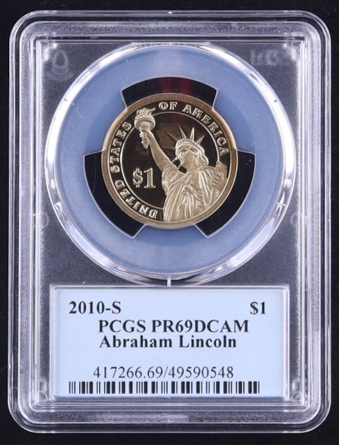 2010-S U.S. Presidential Proof $1 Coin - Abraham Lincoln 16th President (PCGS PR69DCAM) at PristineAuction.com 2010-S U.S. Presidential Proof $1 Coin - Abraham Lincoln 16th President (PCGS PR69DCAM) at PristineAuction.com