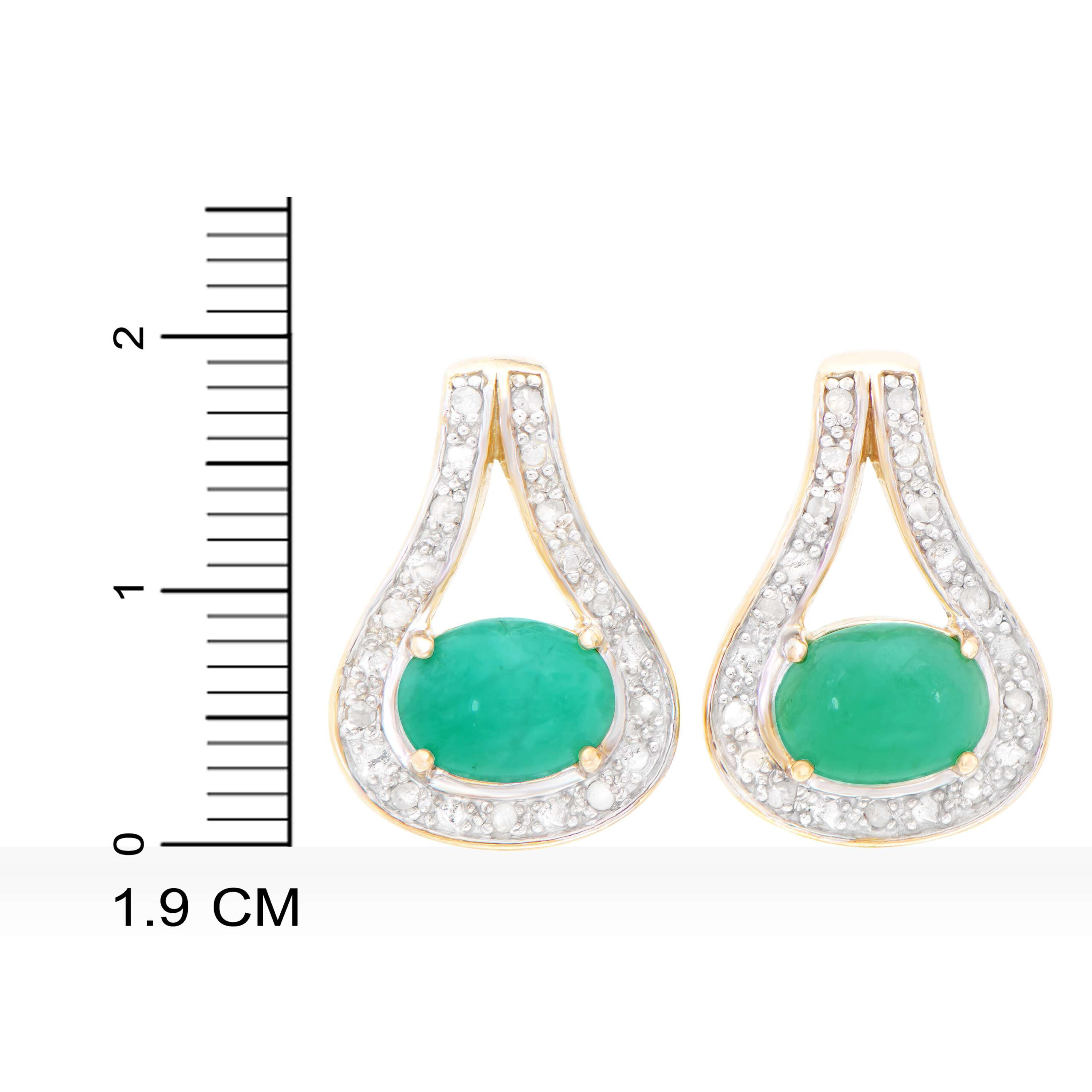 1.60 Total CTW Pair of (2) Diamond & Emeralds 18K Yellow Gold Plated Sterling Silver Earrings I, I3 (GLS) at PristineAuction.com 1.60 Total CTW Pair of (2) Diamond & Emeralds 18K Yellow Gold Plated Sterling Silver Earrings I, I3 (GLS) at PristineAuction.com