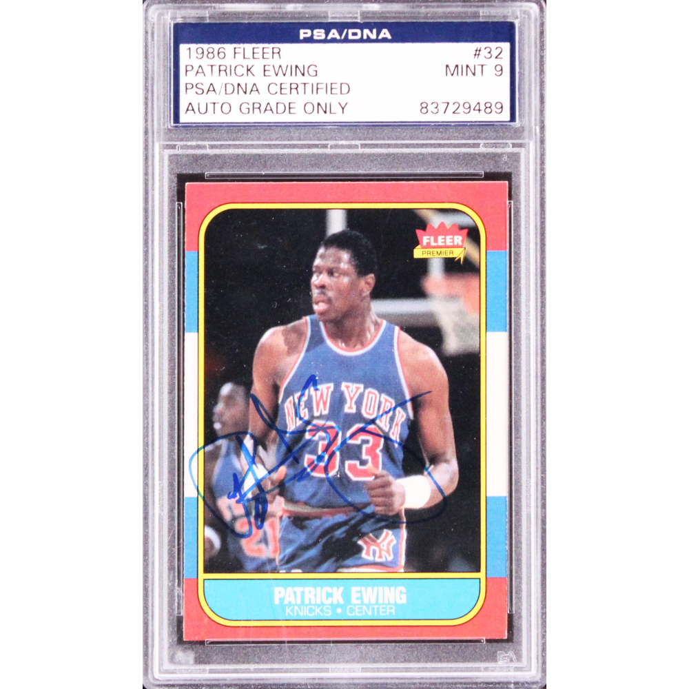 Patrick Ewing Signed 1986 Fleer #32 RC (PSA 9) | Pristine Auction