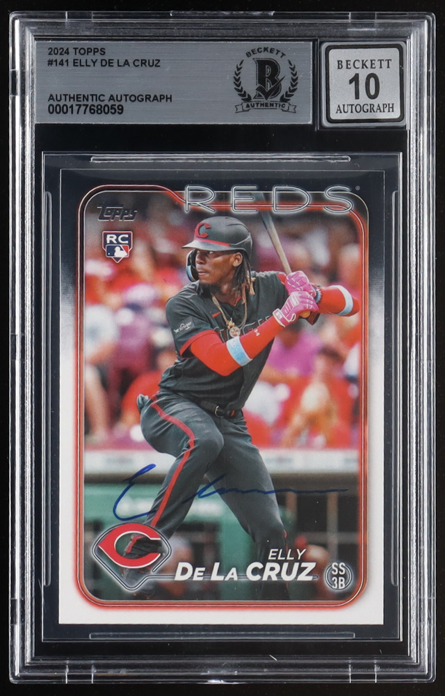 Elly De La Cruz Signed 2024 Topps #141 RC (BGS | Auto 10) at PristineAuction.com Elly De La Cruz Signed 2024 Topps #141 RC (BGS | Auto 10) at PristineAuction.com