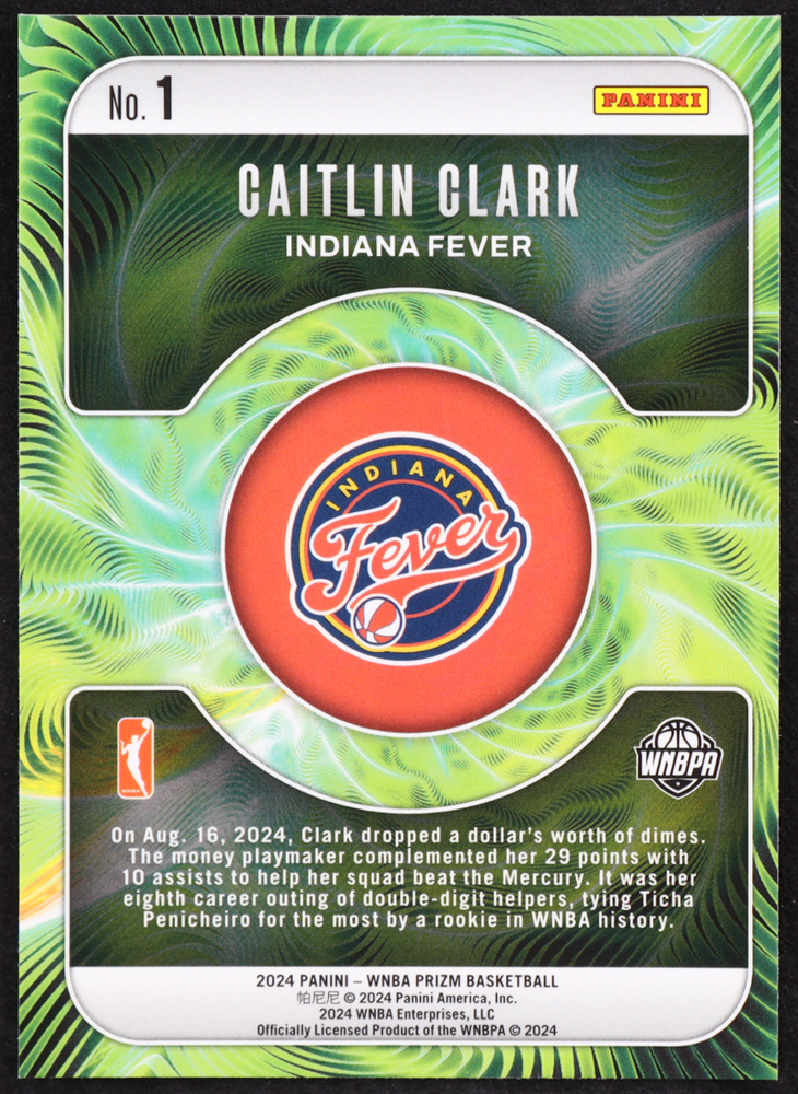 Caitlin Clark 2024 Panini Prizm WNBA Fractal #1 RC at PristineAuction.com Caitlin Clark 2024 Panini Prizm WNBA Fractal #1 RC at PristineAuction.com